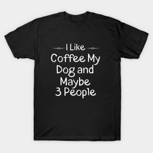 I Like Coffee My Dog and Maybe 3 People Gift Idea T-Shirt